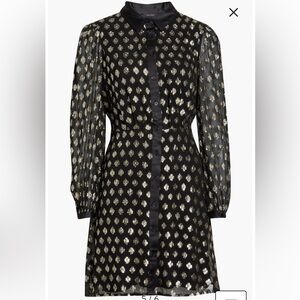 Halogen Foil Dot Empire Waist Long Sleeve Shirtdress size small